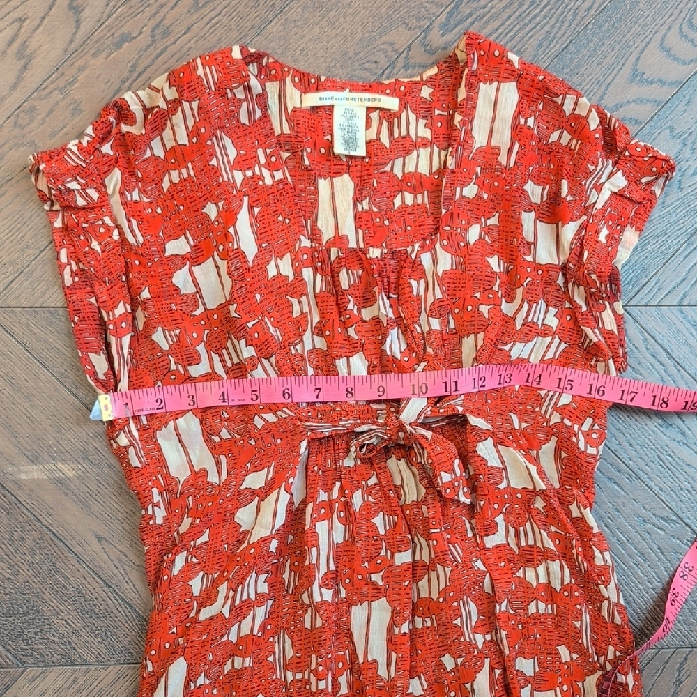 Diane von Furstenberg DVF Yana Orange Print Silk Dress US 4 - Picture 9 of 10